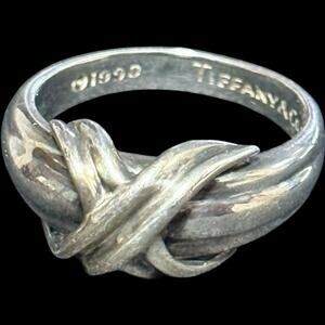 Tiffany & Co Silver Signature X Rope Band Ring Size 6 Vintage